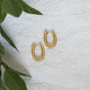 Gold Oval Hoop Earrings
