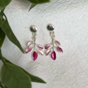 Pink Leaf Earrings