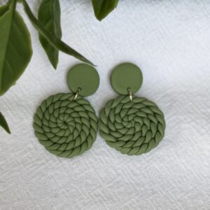 Round Green Earrings
