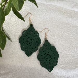 Green Wooden Cut OutEarrings