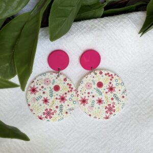 Bright Pink Floral Earrings