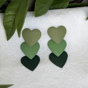 3 Heart Multi Green Earrings