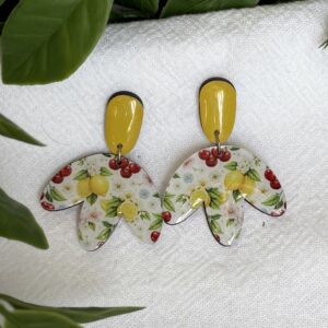 Yellow Lemon And Cherry Earrings