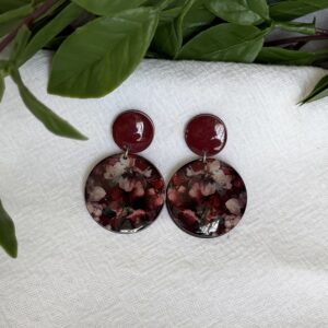 Deep Red Floral Earrings