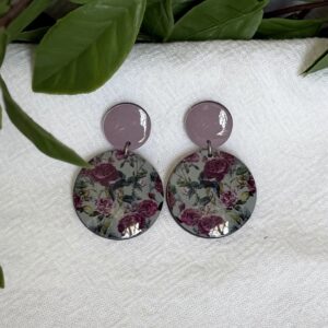 Dark Mauve Floral Earrings