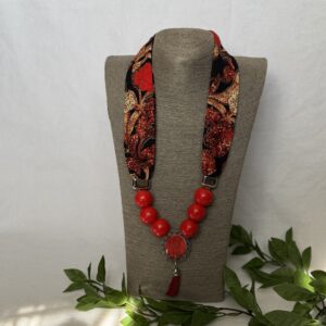 Red And Black Scarf Necklace