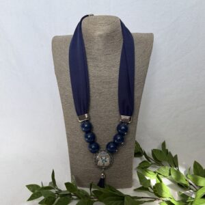 Navy Scarf Necklace