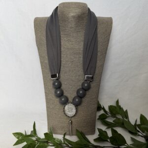 Grey Scarf Necklace