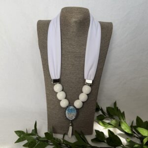 White Scarf Necklace