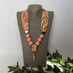 Floral Coral Scarf Necklace