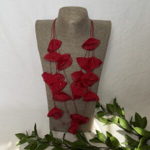 Deep Red Petal Necklace