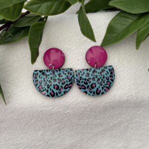 Teal Leopard Print Earrings