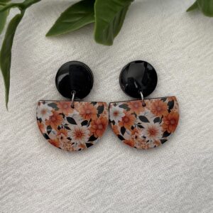 Orange Floral Earrings