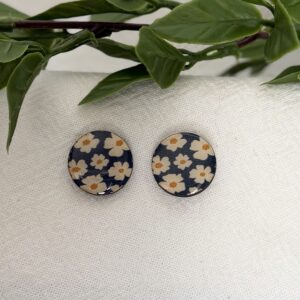 Blue Floral Stud Earrings
