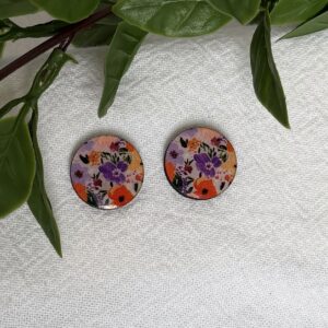 Pink Floral Stud Earrings