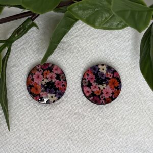 Pink And Purple Floral Stud Earrings