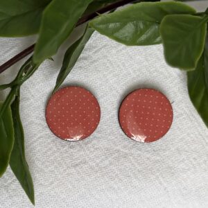 Coral Polka Dot Stud Earrings