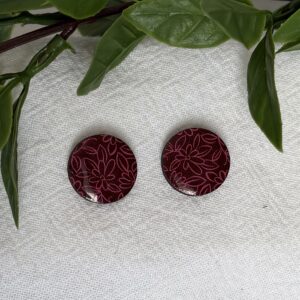Maroon Floral Earrings