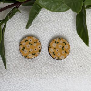 Yellow Floral Stud Earrings