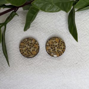 Yellow Stud Earrings With Leaves