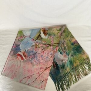 Lady By Cherry Blossom Tree Scarf