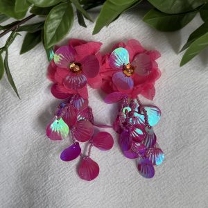Bright Pink Floral Earrings