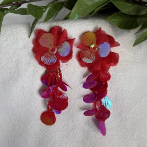 Red Floral Earrings