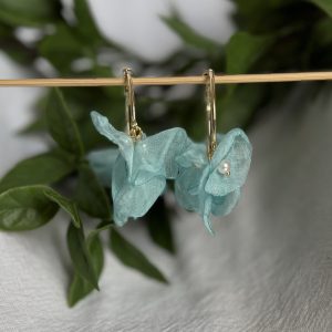 Light Blue And Gold Hoop Earrings