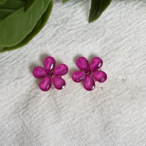 Pink Flower Earrings