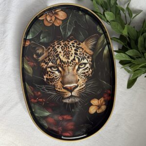Oval Leopard Tray