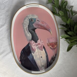 Hornbill In Tux Oval Tray