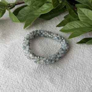 Grey And White Beaded Bracelet
