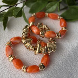 Orange And Gold Bracelet Set
