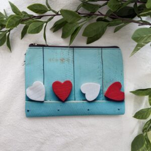 Teal Make-up Bag With Hearts