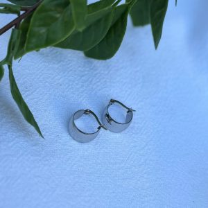 Small Broad Silver Hoops