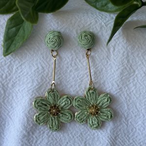 Green Flower Earrings