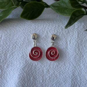 Red Spiral Earrings