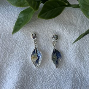 Blue Leaf Earrings