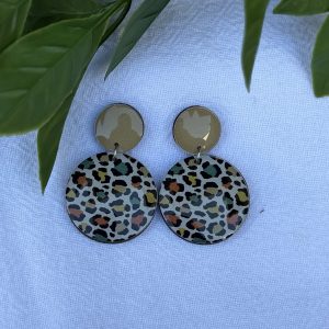 Leopard Print Earrings With Colour