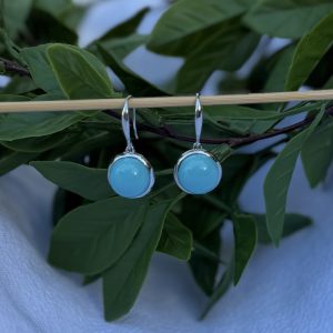 Round Teal Earrings