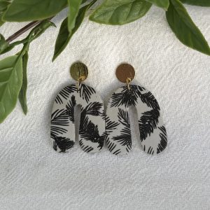 Grey Black And Gold Earrings