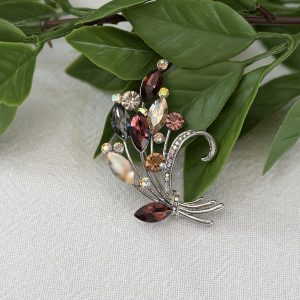 Brown Floral Bouquet Brooch