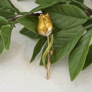 Gold Rose Brooch