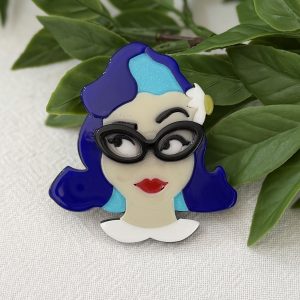 Lady Brooch Blue Hair