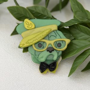 Doggy Brooch Green