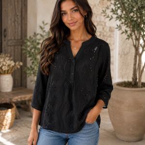 Black Broderie Shirt