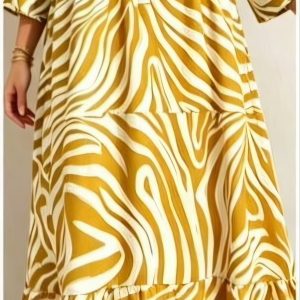 Mustard Zebra Tier Dress