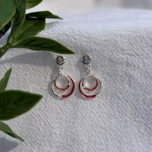Pink And Orange Circle Earrings