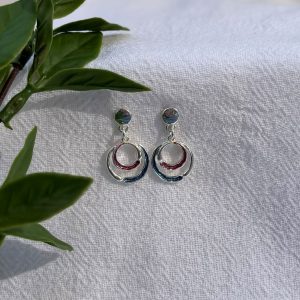 Pink And Blue Circle Earrings