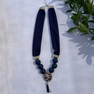 Navy Scarf Necklace